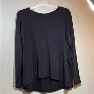 Athleta Breezy Long Sleeve High-Low oversized Top  size Large back pleated